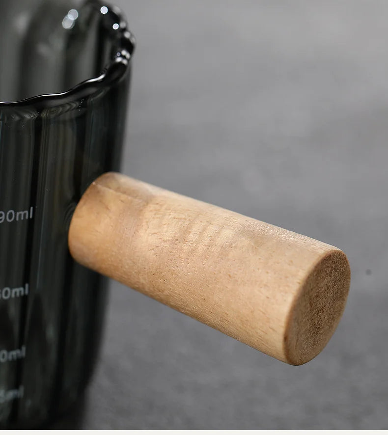 Wood Handled Glass Coffee Mug - SobrioUS